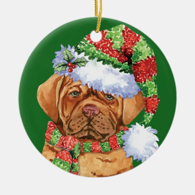 Glückliches Howlidays Dogue Keramik Ornament (Vorne)