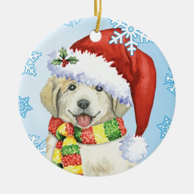 Glückliches Howlidays große Pyrenäen Keramik Ornament (Vorne)
