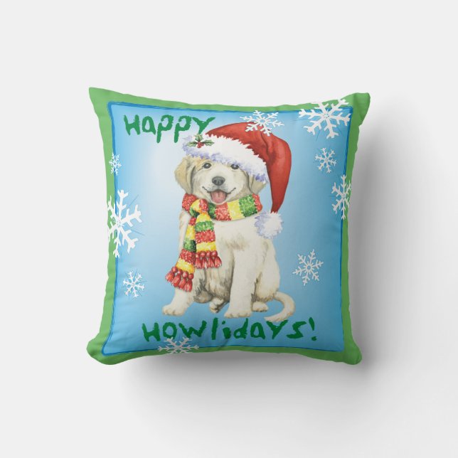 Glückliches Howlidays große Pyrenäen Kissen (Vorderseite)