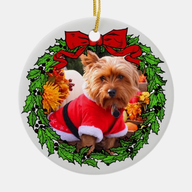 Glückliches Howlidays kundenspezifisches Keramik Ornament (Vorne)