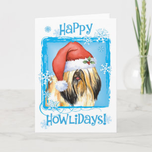 Glückliches Howlidays Lhasa Apso Feiertagskarte
