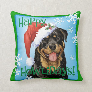 Glückliches Howlidays Rottweiler Kissen