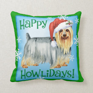 Glückliches Howlidays seidiges Terrier Kissen