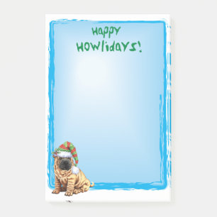 Glückliches Howlidays Shar-Pei Post-it Klebezettel
