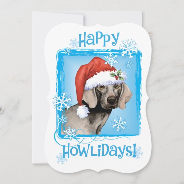 Glückliches Howlidays Weimaraner Feiertagskarte (Vorderseite)