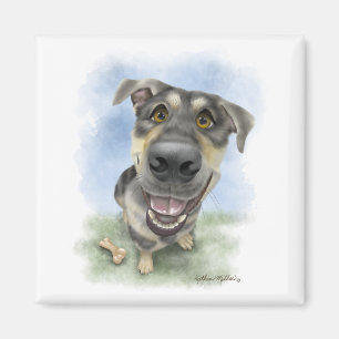 Glückliches Hunde-Cartoon-Porträt Magnet