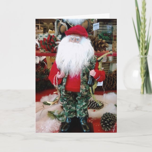 "GLÜCKLICHES JAGEN SANTA" FEIERTAGSKARTE (Vorderseite)