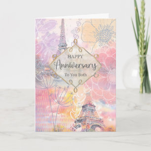 Glückliches Jubiläum für beide Eiffelturm Aquarell Karte