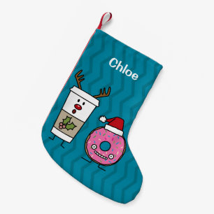 Glückliches Kaffee-Ren und Kleiner Weihnachtsstrumpf