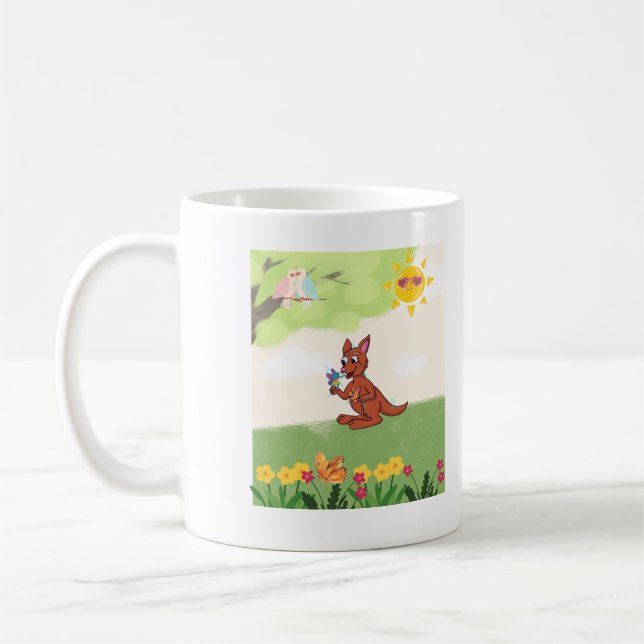 Glückliches Känguru im Wald Kaffeetasse (Links)