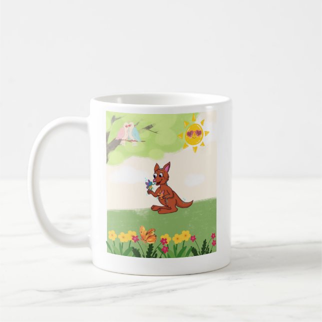 Glückliches Känguru im Wald Kaffeetasse (Links)