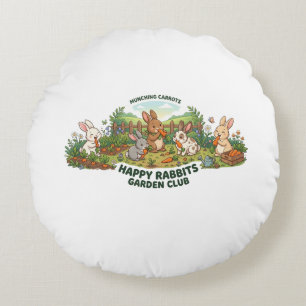 Glückliches Kaninchen Gartenclub T-Shirt – Süße Ca Rundes Kissen