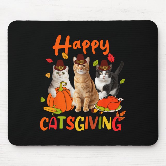 Glückliches Kätzchen-Dankfest Kitten trägt Pilgerh Mousepad (Vorne)