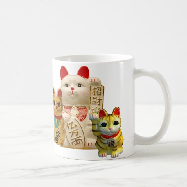 Glückliches Katzen-japanisches viel Kaffeetasse (Rechts)