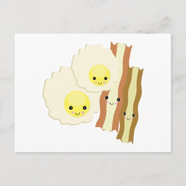 glückliches kawaii Frühstück Postkarte (Vorderseite)