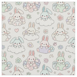 Glückliches Kawaii Kaninchen Stoff