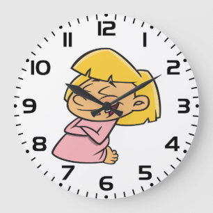 Glückliches kichendes Cartoon-Mädchen Große Wanduhr