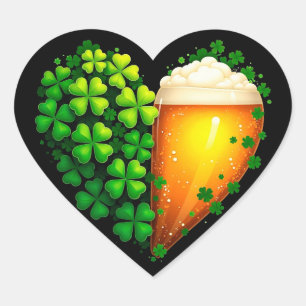 Glückliches Kleeblatt-Design für den St. Patrick's Herz-Aufkleber