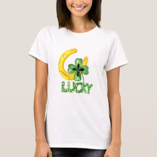 Glückliches Kleeblatt & Horseshoe T-Shirt