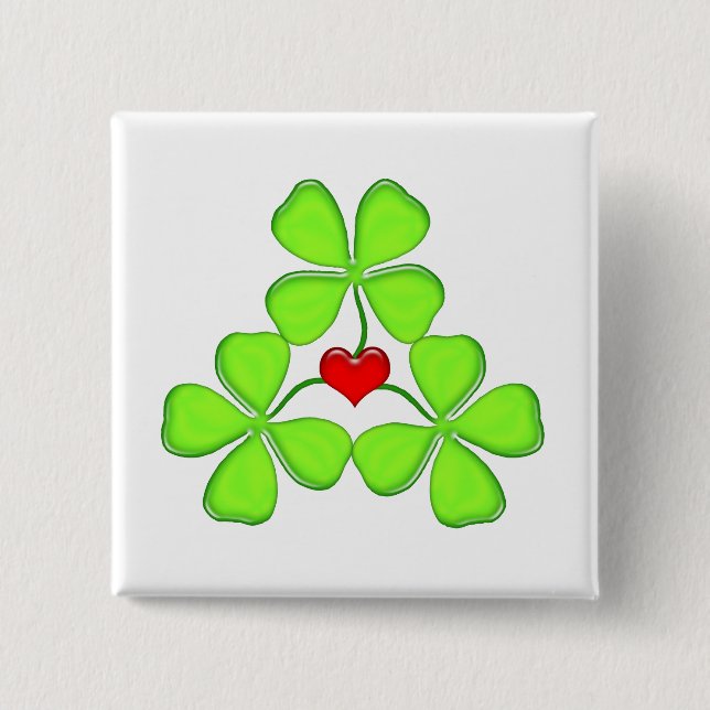 Glückliches Kleeblatt irisches vierblättriges Klee Button (Vorderseite)