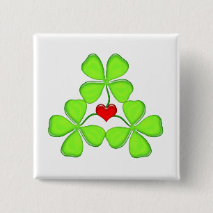 Glückliches Kleeblatt irisches vierblättriges Klee Button