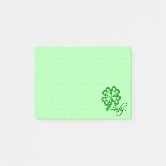 Glückliches Kleeblatt Post-it Klebezettel (Vorderseite)
