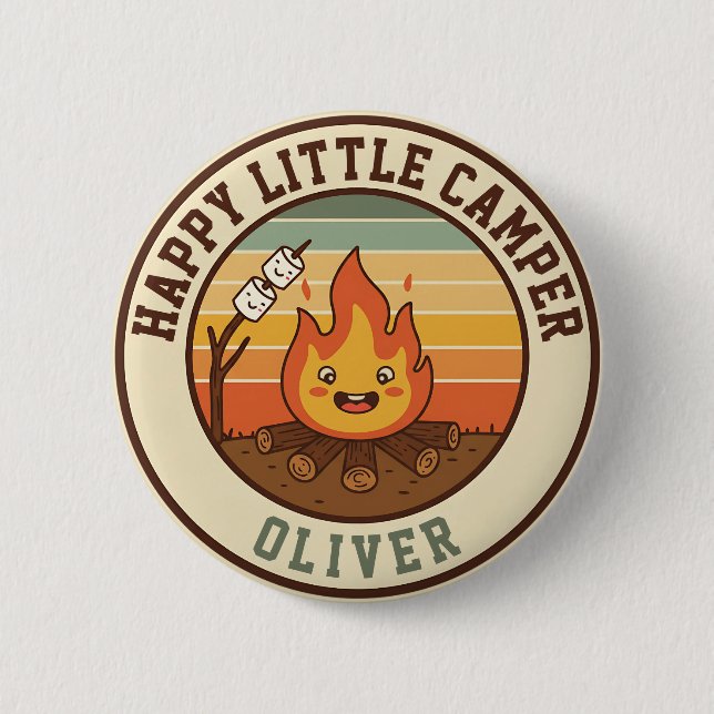 Glückliches Kleines Camper-Abzeichen Button (Vorderseite)