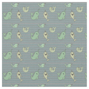 Glückliches kleines Narwhals Stoff