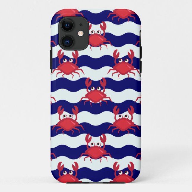 Glückliches Krabben-Muster Case-Mate iPhone Hülle (Rückseite)