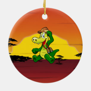 Glückliches Krokodil Keramikornament