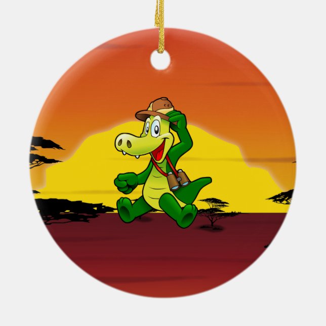 Glückliches Krokodil Keramikornament (Hinten)
