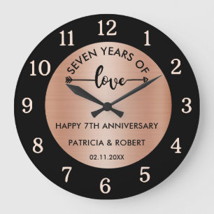 Glückliches Kupferhochzeit-Jubiläum 7. Hochzeitst Große Wanduhr