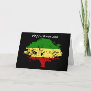 Glückliches Kwanzaa mit Baum in den afrikanischen Feiertagskarte