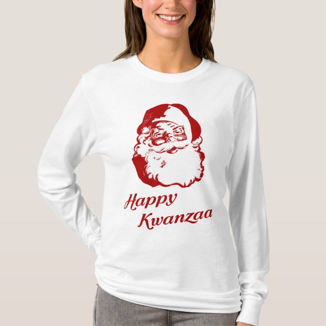 Glückliches Kwanzaa-Weihnachten Weihnachtsmann T-Shirt (Vorderseite)