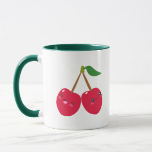 Glückliches Lächelndes Kawaii Kirsch Frucht Tasse