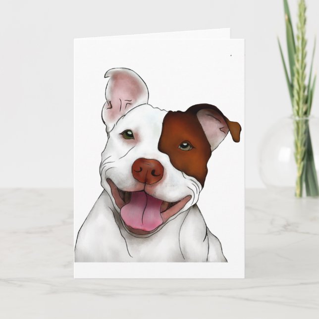 Glückliches lächelndes Pitbull Karte (Vorderseite)