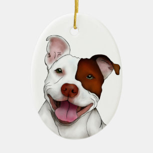 Glückliches lächelndes Pitbull Keramik Ornament