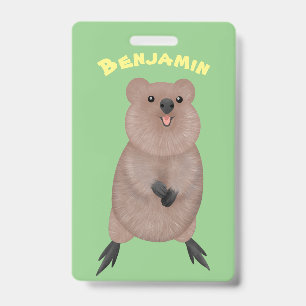 Glückliches lächelndes süßes Quokka-Cartoon-Design Ausweis