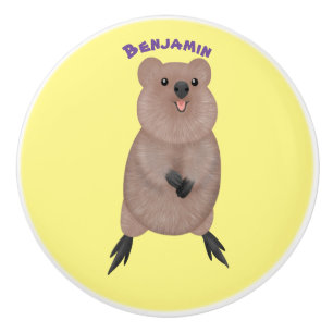 Glückliches lächelndes süßes Quokka-Cartoon-Design Keramikknauf