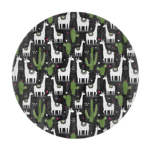 Glückliches Lama-Muster Schneidebrett (Vorderseite)