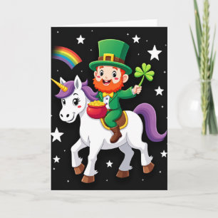Glückliches Leprechaun-Einhorn-Karte Karte