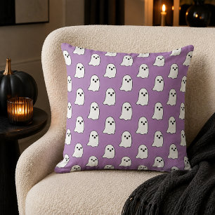 Glückliches lila Geister-Muster Halloween Boo Kissen