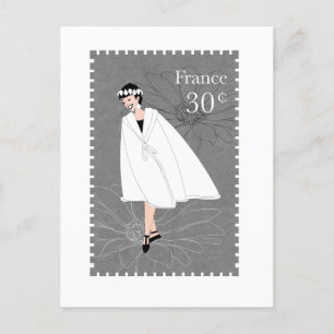 Glückliches Mädchen Frankreich Stempel Kunst Postk Postkarte
