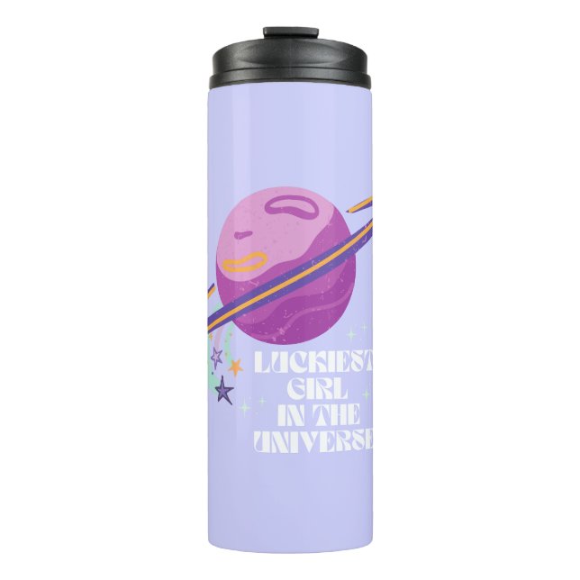 Glückliches Mädchen, glücklichstes Mädchen, Glück, Thermosbecher (Vorderseite)