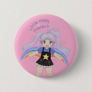 Glückliches Mädchen Handgezeichnete Illustration – Button