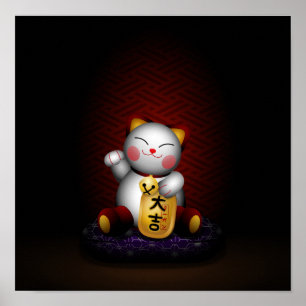 Glückliches Maneki Neko Poster