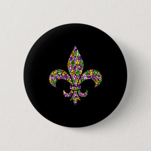 Glückliches Mardi Gras Karneval New Orleans Fleur  Button