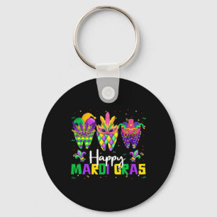 Glückliches Mardi Gras Zahnarzt-Team Zahnarzt Zähn Schlüsselanhänger