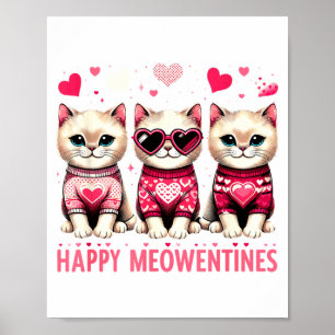 Glückliches Meowentines Süßes Valentinstag Katzen Poster