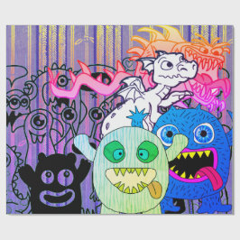 GLÜCKLICHES MONSTER FUN FUN FARBBIGES Wrapping Pap Geschenkpapier